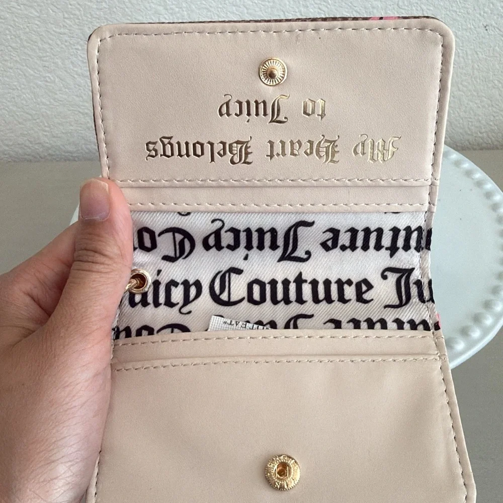 Juicy Couture Brown Wallet with Pink Strawberry Print
